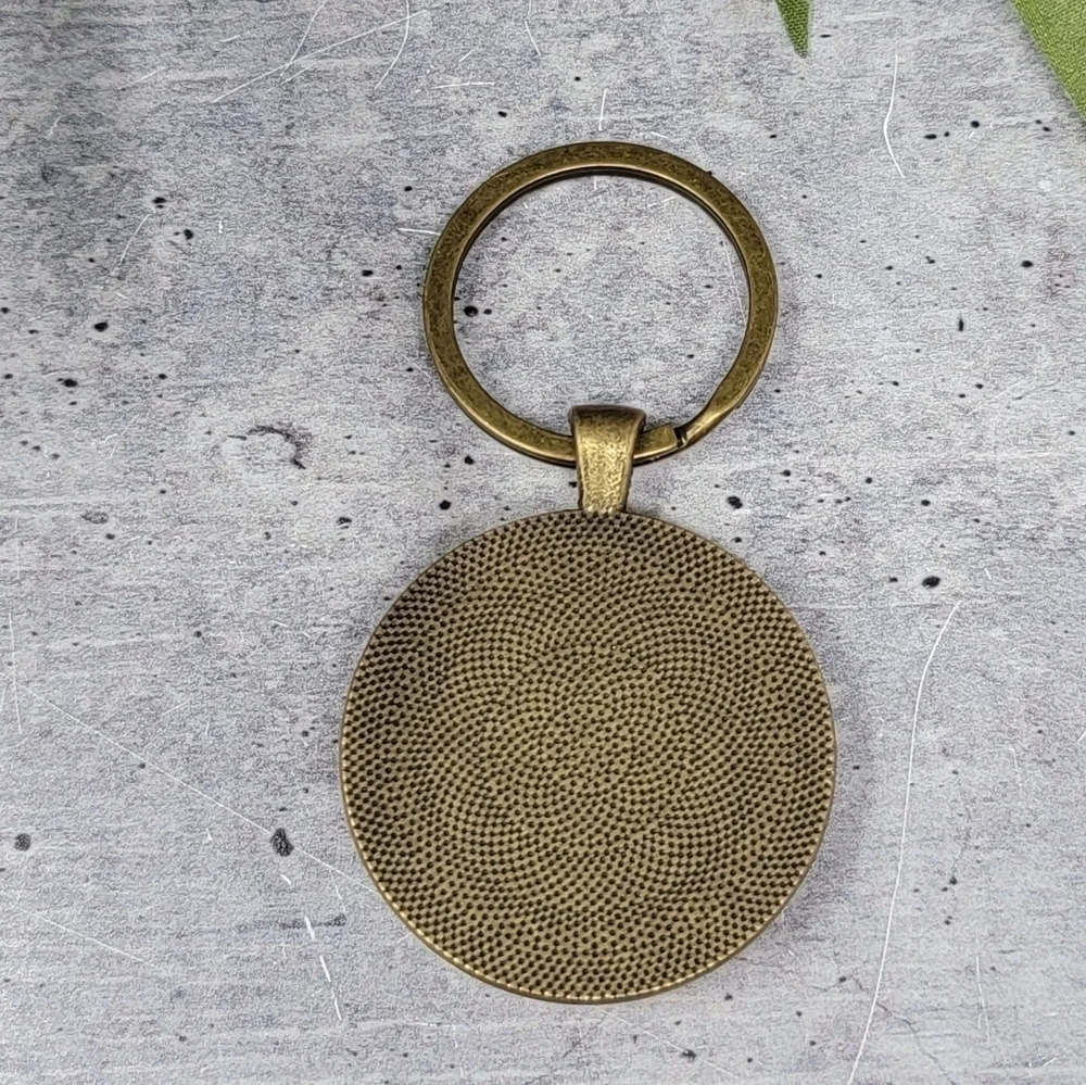 New Handmade | Black Gold Sparky Fabric Button Keychain